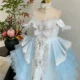 Blue Princess Girl Dress Beaded Birthday Pageant Party Gow