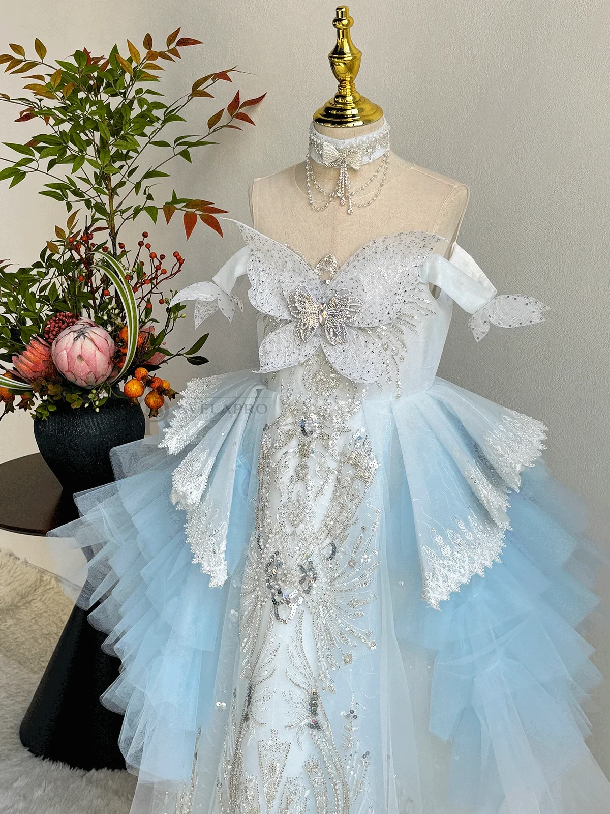 Blue Princess Girl Dress Beaded Birthday Pageant Party Gow