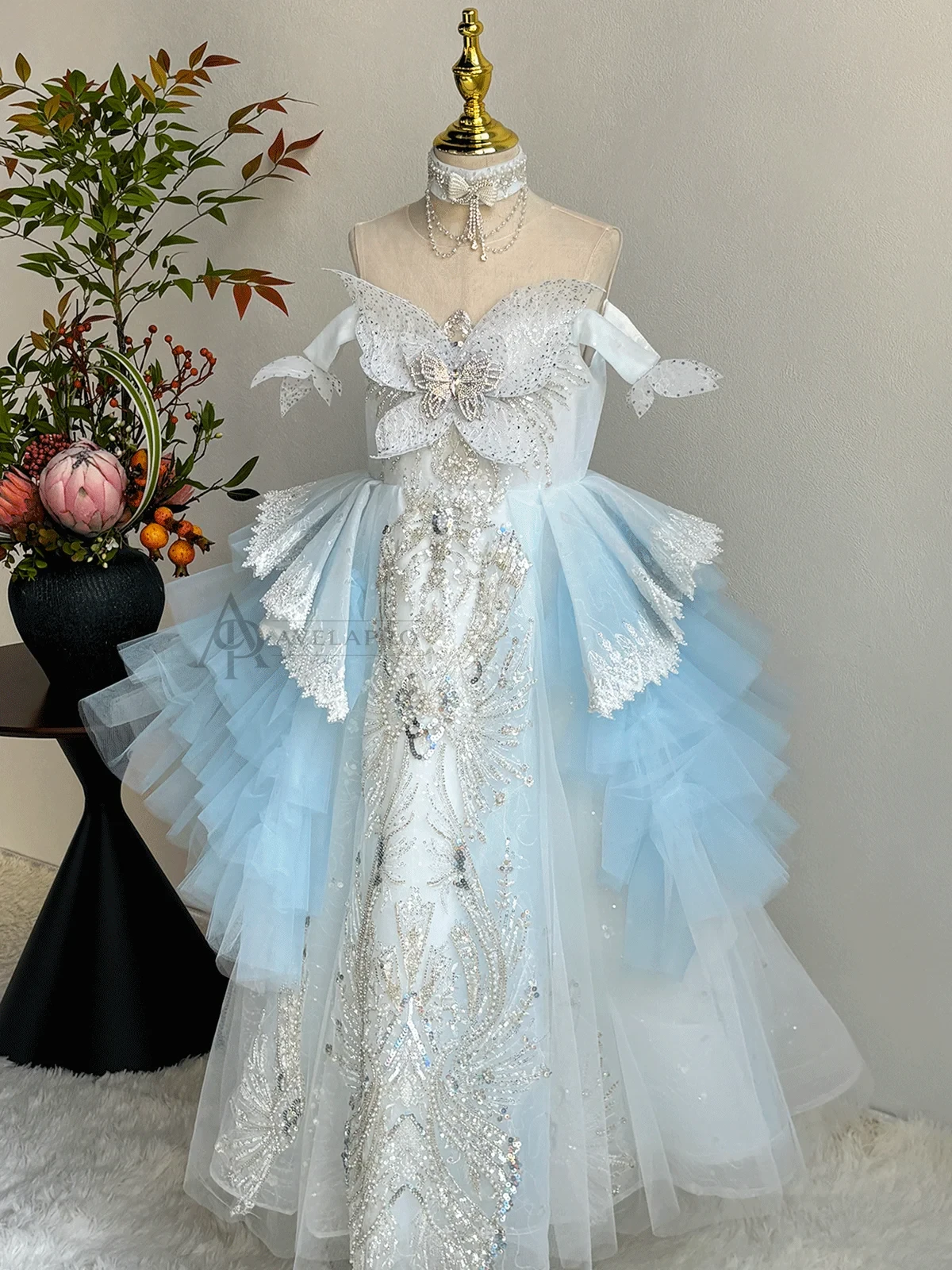 Blue Princess Girl Dress Beaded Birthday Pageant Party Gow