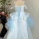 Blue Princess Girl Dress Beaded Birthday Pageant Party Gow