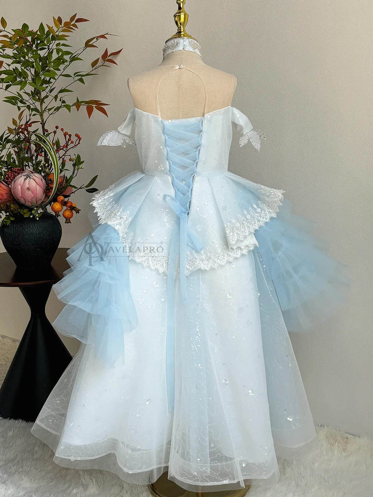 Blue Princess Girl Dress Beaded Birthday Pageant Party Gow