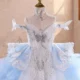 Blue Princess Girl Dress Beaded Birthday Pageant Party Gow
