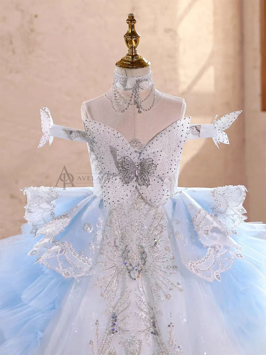 Blue Princess Girl Dress Beaded Birthday Pageant Party Gow