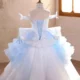 Blue Princess Girl Dress Beaded Birthday Pageant Party Gow