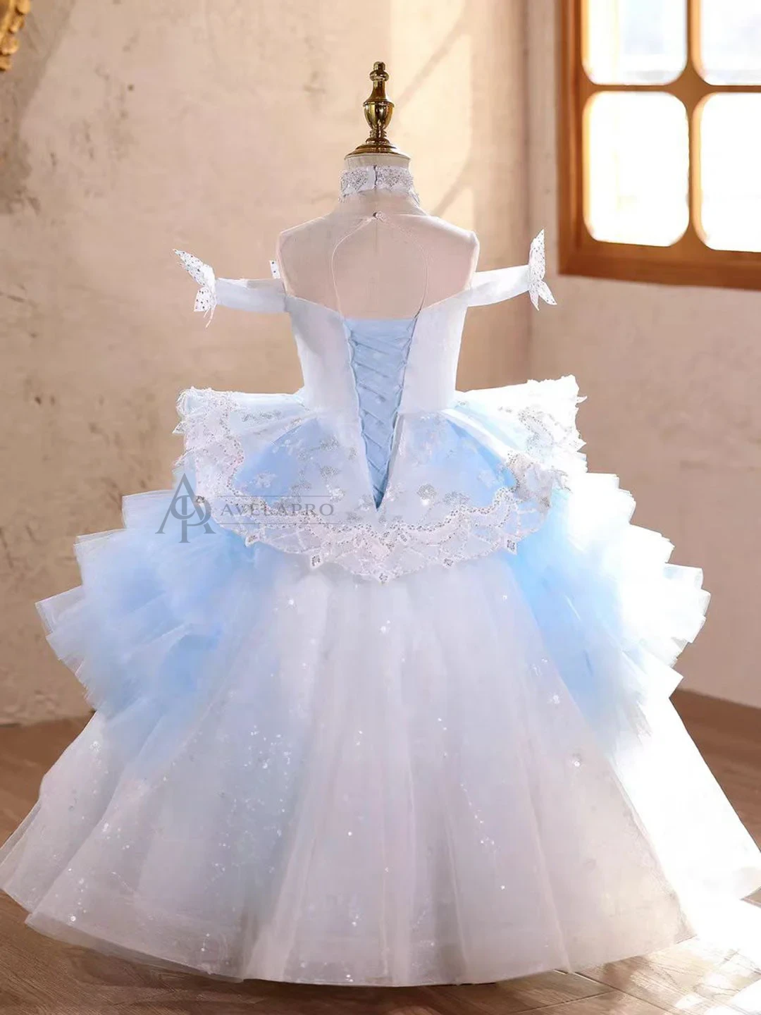 Blue Princess Girl Dress Beaded Birthday Pageant Party Gow