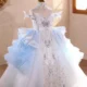 Blue Princess Girl Dress Beaded Birthday Pageant Party Gow