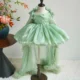 Bowed Lace Up Satin Flower Girl Dress With Trailing