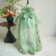 Bowed Lace Up Satin Flower Girl Dress With Trailing