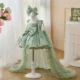Bowed Lace Up Satin Flower Girl Dress With Trailing