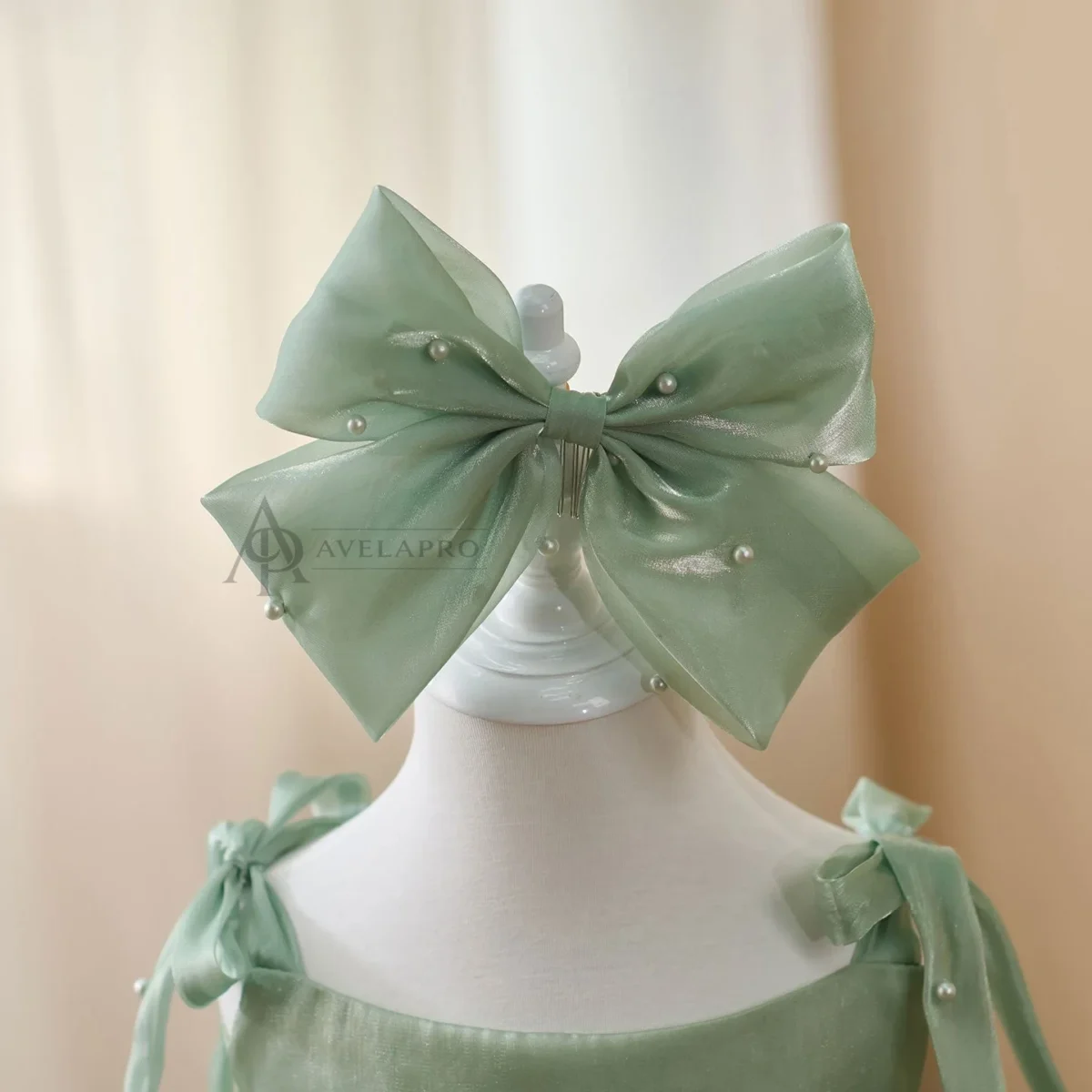 Bowed Lace Up Satin Flower Girl Dress With Trailing