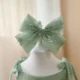 Bowed Lace Up Satin Flower Girl Dress With Trailing