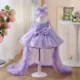 Bowed Lace Up Satin Flower Girl Dress With Trailing