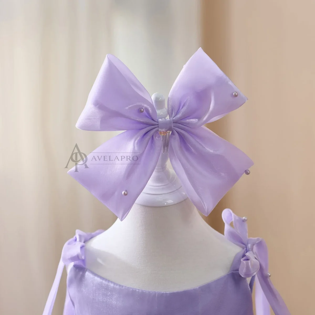 Bowed Lace Up Satin Flower Girl Dress With Trailing