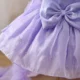 Bowed Lace Up Satin Flower Girl Dress With Trailing