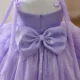 Bowed Lace Up Satin Flower Girl Dress With Trailing