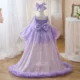 Bowed Lace Up Satin Flower Girl Dress With Trailing