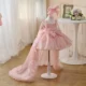 Bowed Lace Up Satin Flower Girl Dress With Trailing
