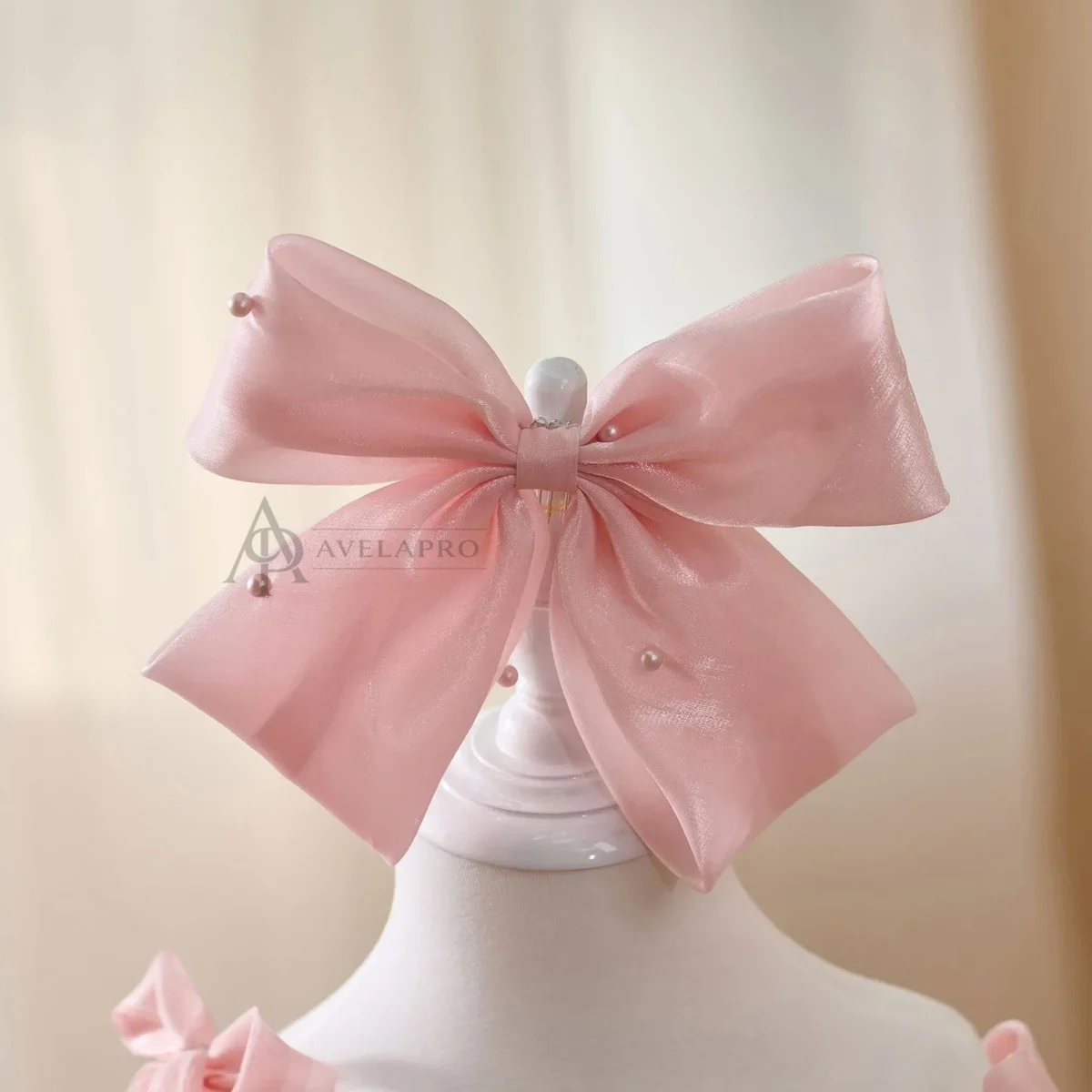 Bowed Lace Up Satin Flower Girl Dress With Trailing