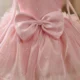 Bowed Lace Up Satin Flower Girl Dress With Trailing