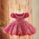 Burgundy Girl Dress Long Sleeve Toddler Kids 1st Birthday Gown