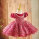 Burgundy Girl Dress Long Sleeve Toddler Kids 1st Birthday Gown