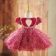 Burgundy Girl Dress Long Sleeve Toddler Kids 1st Birthday Gown