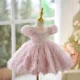Burgundy Girl Dress Long Sleeve Toddler Kids 1st Birthday Gown