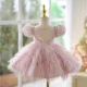 Burgundy Girl Dress Long Sleeve Toddler Kids 1st Birthday Gown