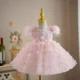 Butterfly Applique Sleeveless Feathers Flower Girl Dress