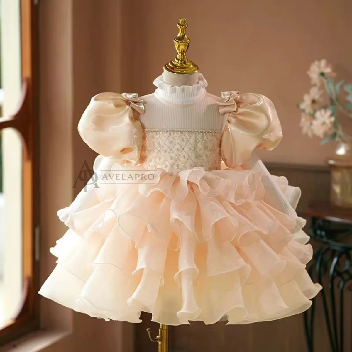 Champagne Flower Girl Dress Kids Wedding Birthday Party Holida