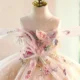 Champagne Flower Girl Dress for Girls Butterfly Applique Tulle Party Dress for Party