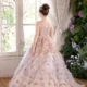 Champagne Flower Girl Dress for Girls Sequin Ruffled Tulle Ball Gown for Wedding