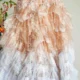 Champagne Flower Girl Dress for Girls Sequin Ruffled Tulle Ball Gown for Wedding