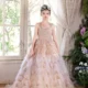 Champagne Flower Girl Dress for Girls Sequin Ruffled Tulle Ball Gown for Wedding