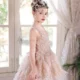 Champagne Flower Girl Dress for Girls Sequin Ruffled Tulle Ball Gown for Wedding