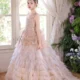 Champagne Flower Girl Dress for Girls Sequin Ruffled Tulle Ball Gown for Wedding