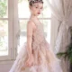 Champagne Flower Girl Dress for Girls Sequin Ruffled Tulle Ball Gown for Wedding