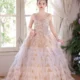 Champagne Flower Girl Dress for Girls Sequin Ruffled Tulle Ball Gown for Wedding