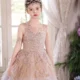 Champagne Flower Girl Dress for Girls Sequin Ruffled Tulle Ball Gown for Wedding