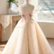 Champagne Flower Girl Dress for Girls Sparkly Tulle Ball Gown for Wedding