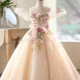 Champagne Flower Girl Dress for Girls Sparkly Tulle Ball Gown for Wedding