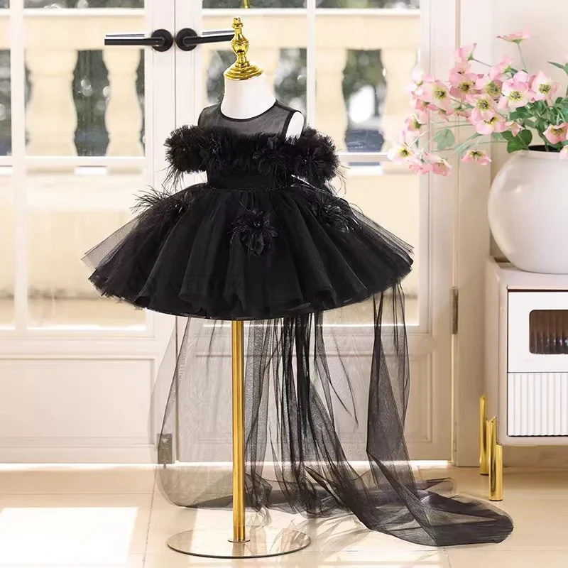Champagne Knee Length 1st Birthday Flower Girl Dress