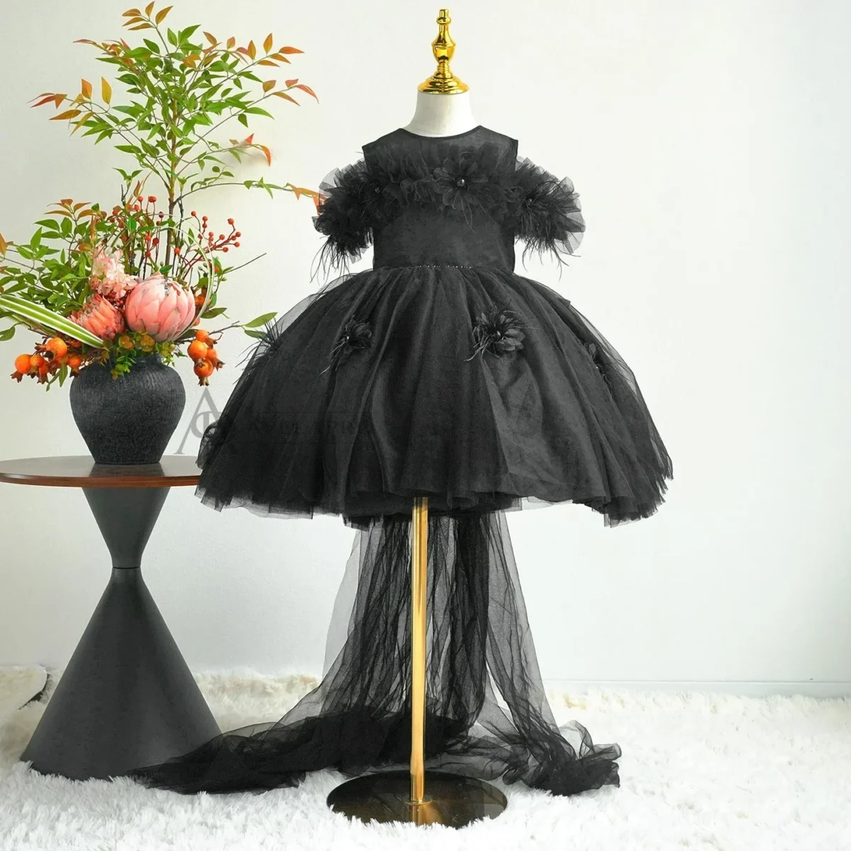 Champagne Knee Length 1st Birthday Flower Girl Dress