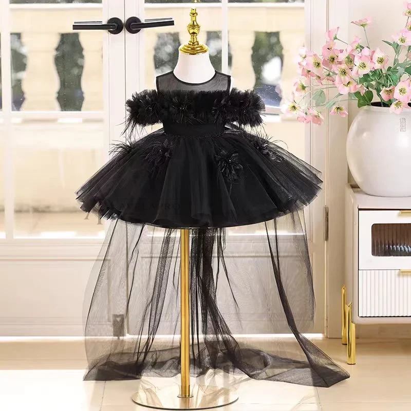 Champagne Knee Length 1st Birthday Flower Girl Dress