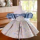 Cute Off-Shoulder designed Satin Flower Girl Dress With Butterfly Pattern