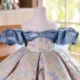 Cute Off-Shoulder designed Satin Flower Girl Dress With Butterfly Pattern