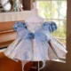 Cute Off-Shoulder designed Satin Flower Girl Dress With Butterfly Pattern