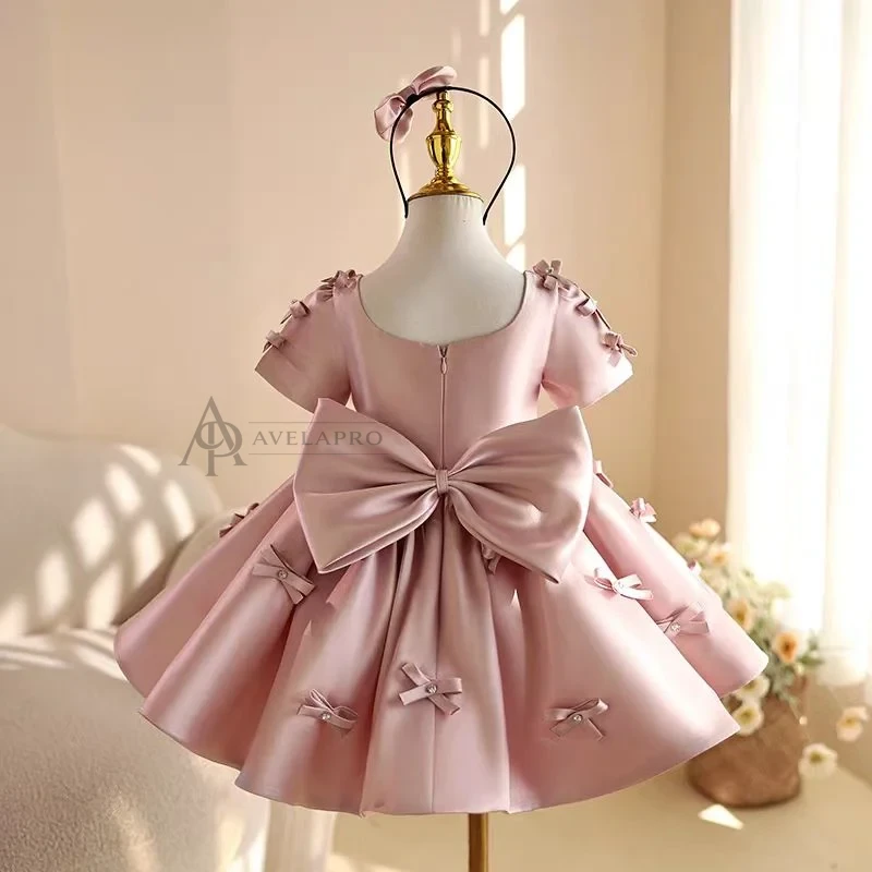 Dreamy Girl Dress Bowed for Kids Birthday Party Ball Gown