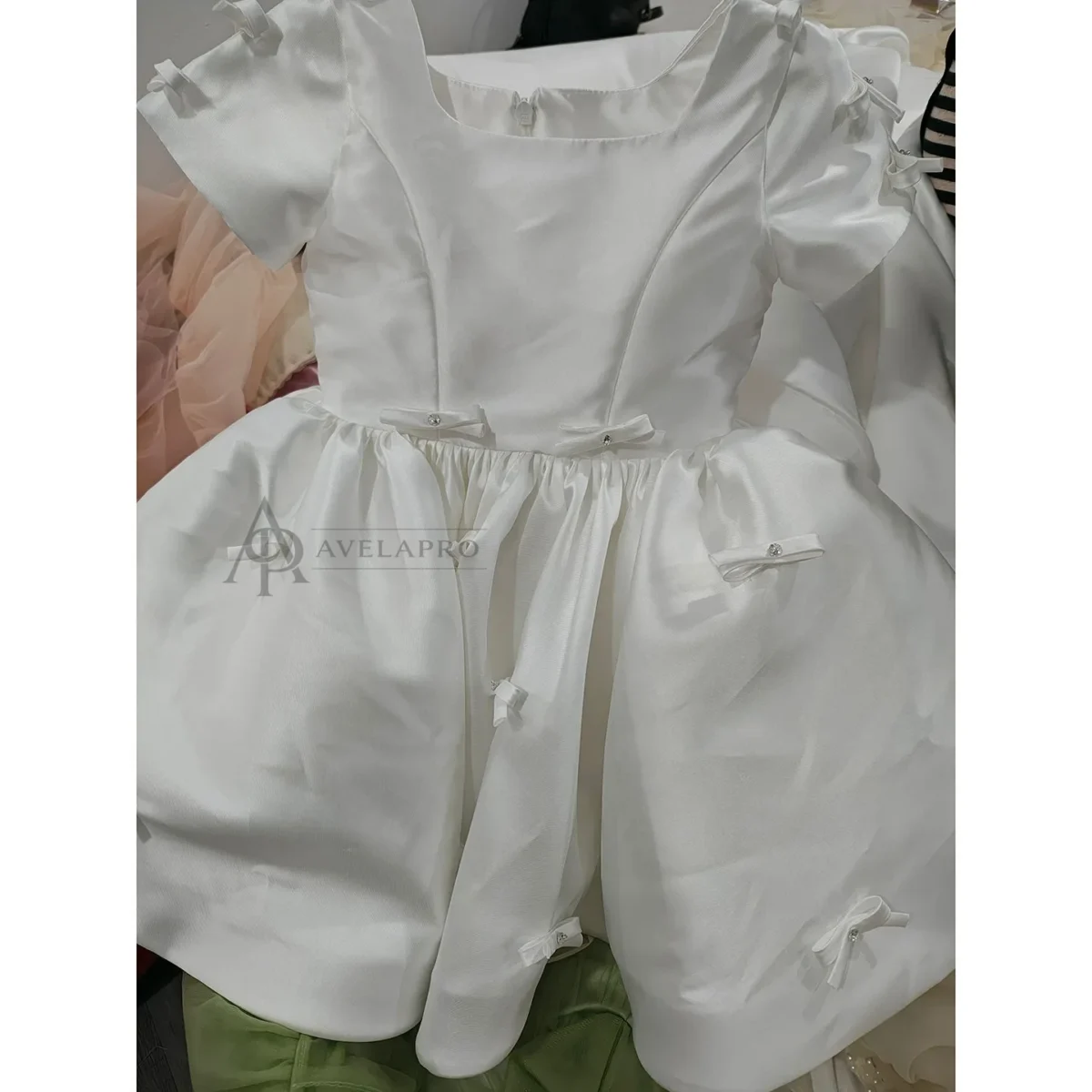 Dreamy Girl Dress Bowed for Kids Birthday Party Ball Gown