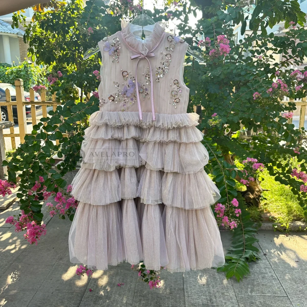 Dusty Pink  Flower Girl Dress for Kids Party Birthday